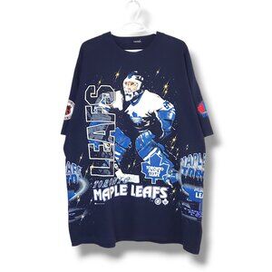 Vintage 90s Toronto Maple Leafs Bulletin All Over Print Shirt Blue Size 2XL